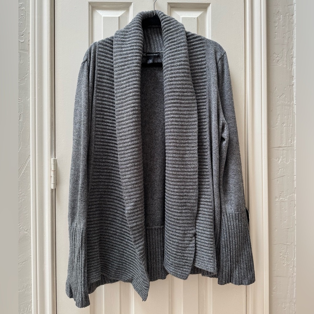 INC International Concepts XL Long Sleeve Shawl Collar Coat, Medium Heather Grey